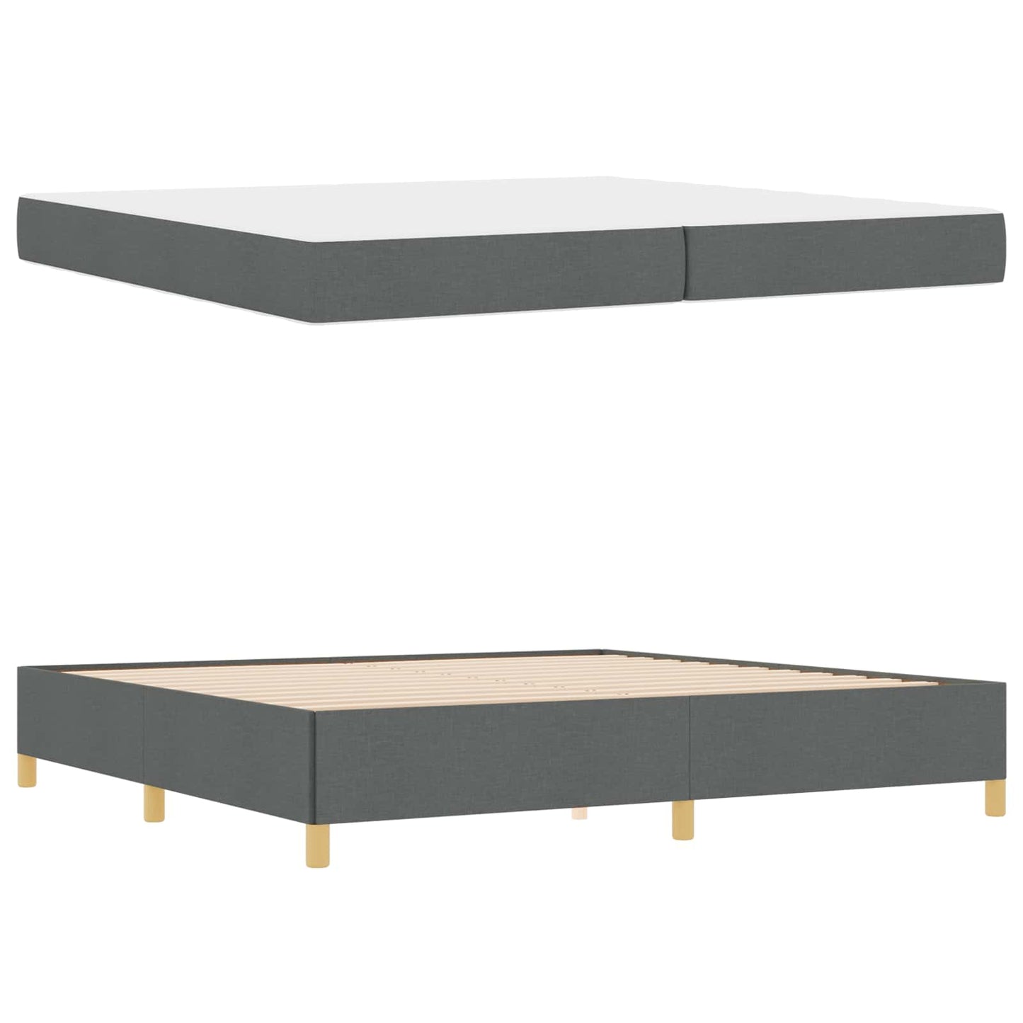 Struttura del letto Grigio scuro 200 x 200 cm Tessuto