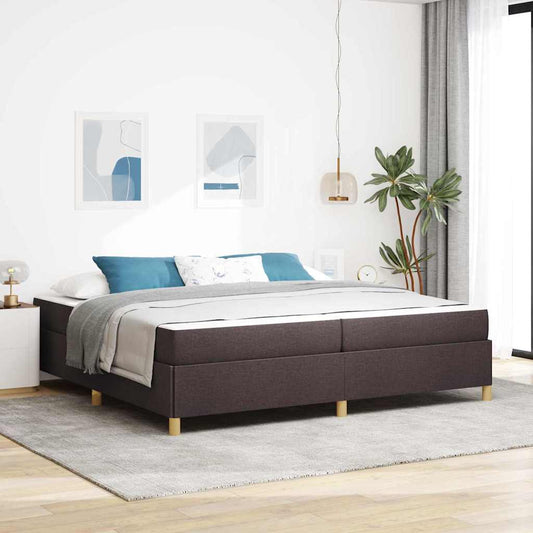 Letto a molle Marrone scuro e Bianco 200 x 200 cm Tessuto