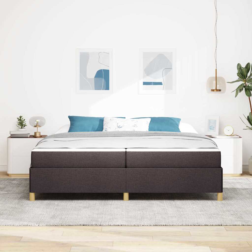 Letto a molle Marrone scuro e Bianco 200 x 200 cm Tessuto