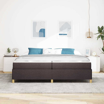 Letto a molle Marrone scuro e Bianco 200 x 200 cm Tessuto