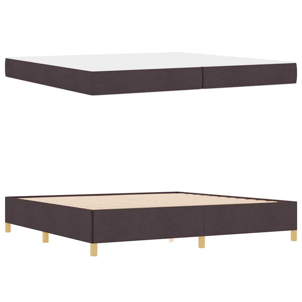 Letto a molle Marrone scuro e Bianco 200 x 200 cm Tessuto
