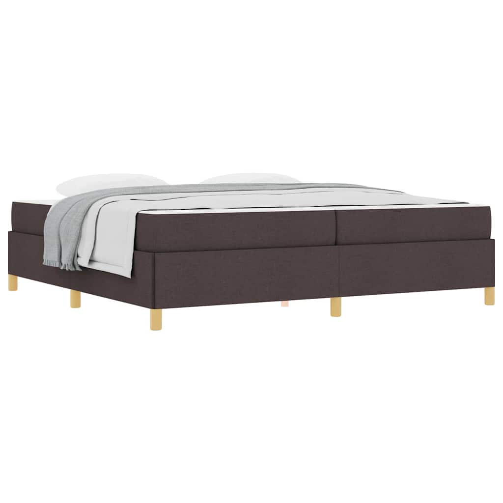 Letto a molle Marrone scuro e Bianco 200 x 200 cm Tessuto