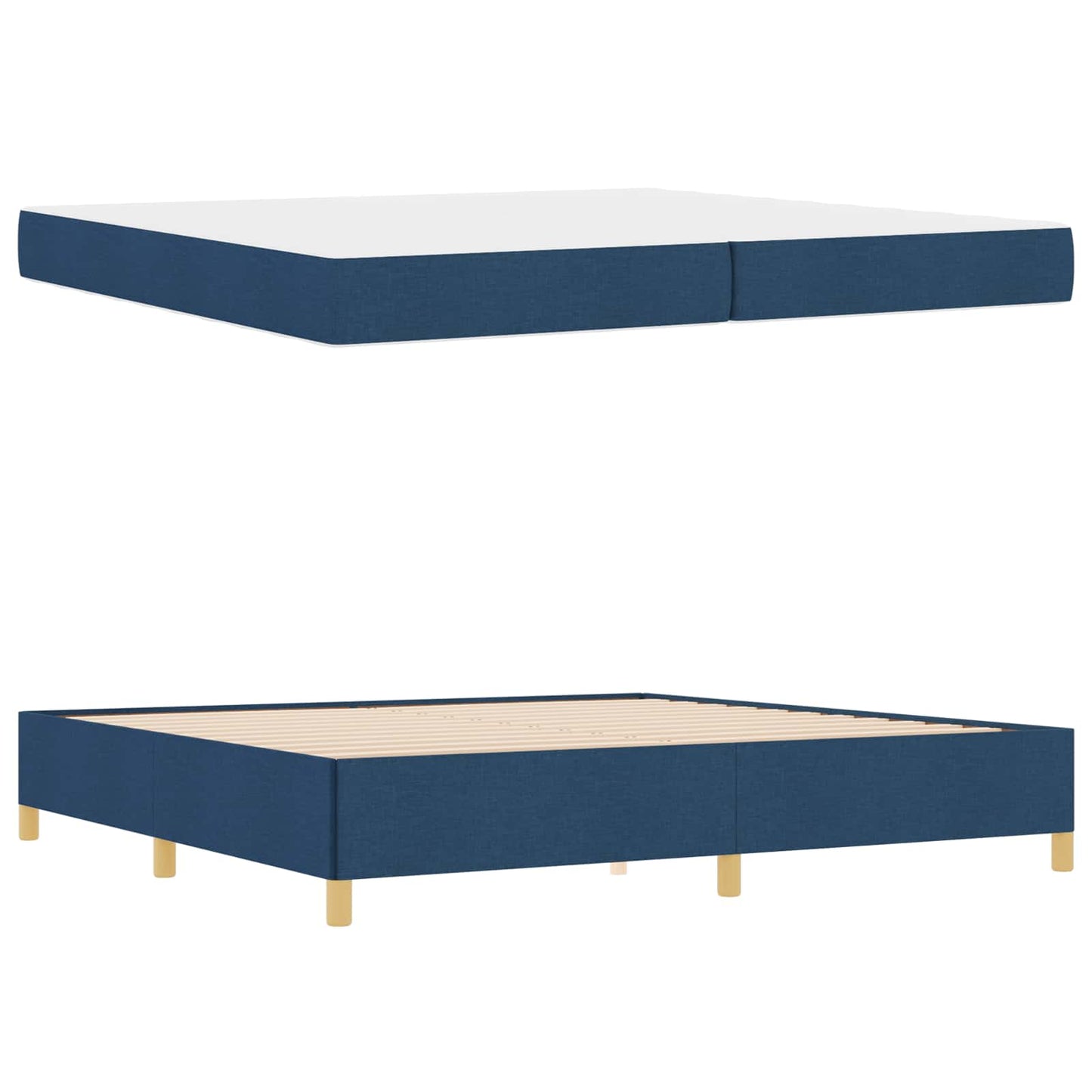 Struttura del letto con materasso Blu 200 x 200 cm Tessuto | homemem39