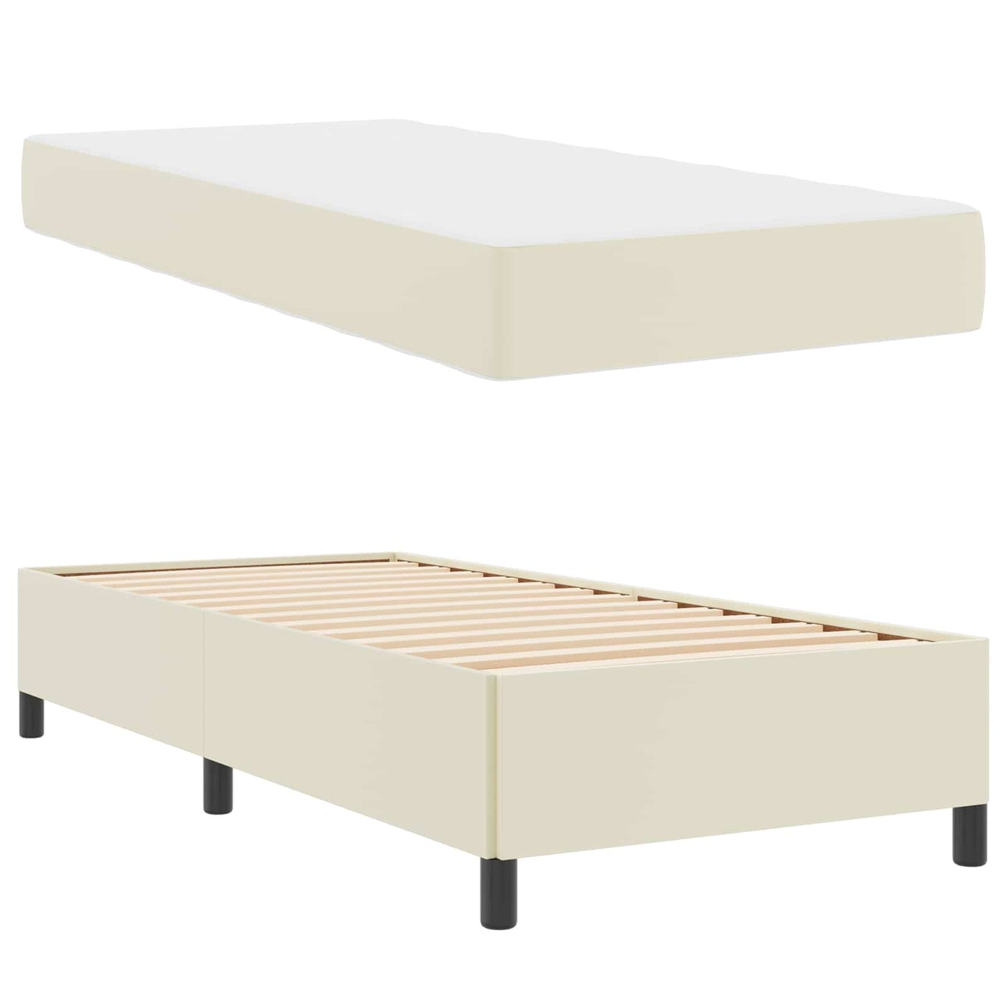 Struttura del letto con materasso Crema 80 x 200 cm Tessuto | homemem39