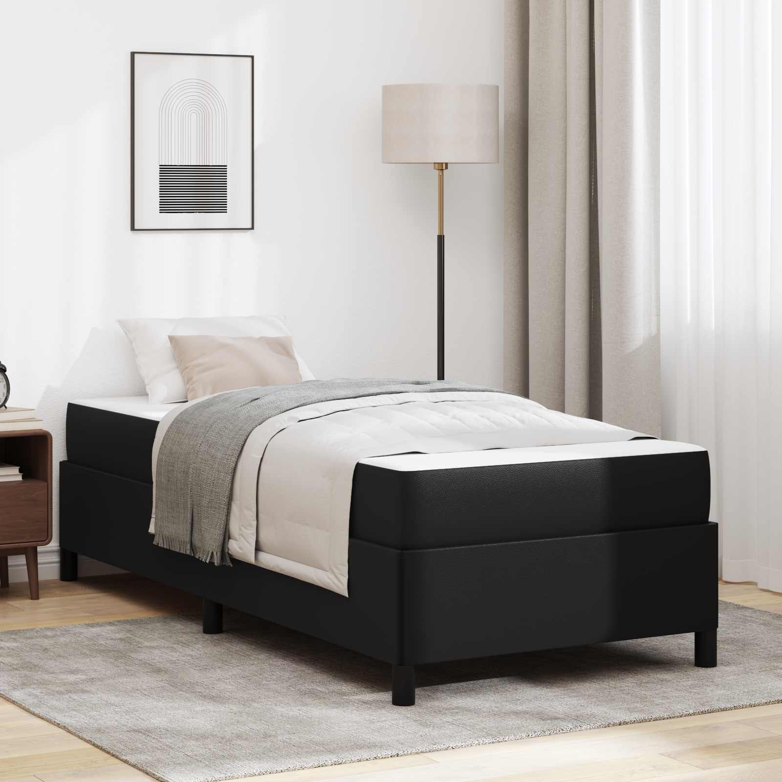 Struttura del letto con materasso Nero 90 x 190 cm Tessuto | homemem39