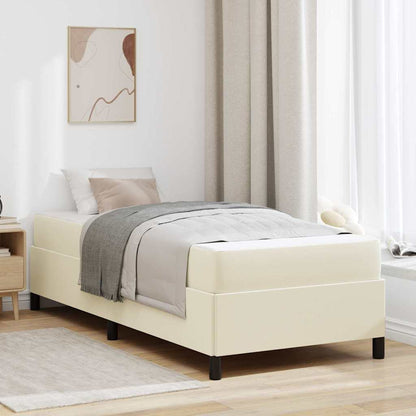 Struttura del letto con materasso Crema 90 x 190 cm Tessuto | homemem39