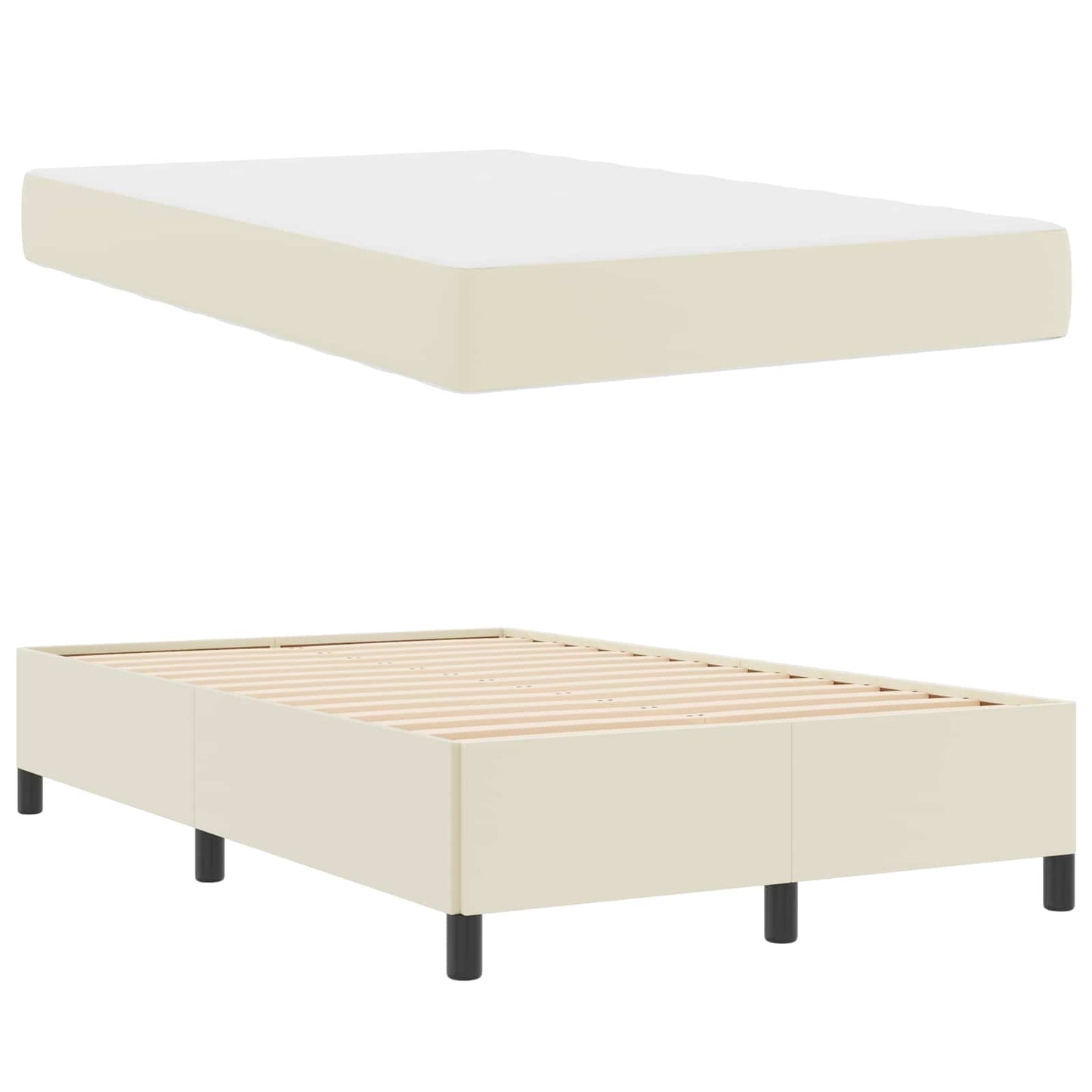 Struttura del letto con materasso Crema 120 x 200 cm Tessuto | homemem39