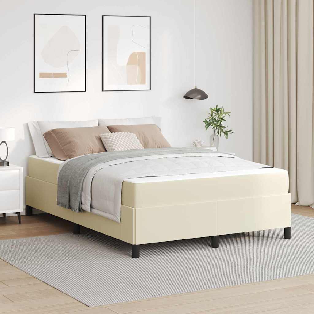 Struttura del letto con materasso Crema 140 x 200 cm Tessuto | homemem39