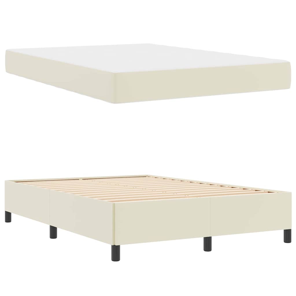 Struttura del letto con materasso Crema 140 x 200 cm Tessuto | homemem39