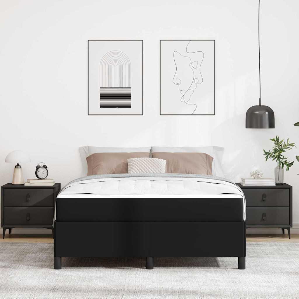 Struttura letto con materasso Nero 160 x 200 cm Pelle sintetica
