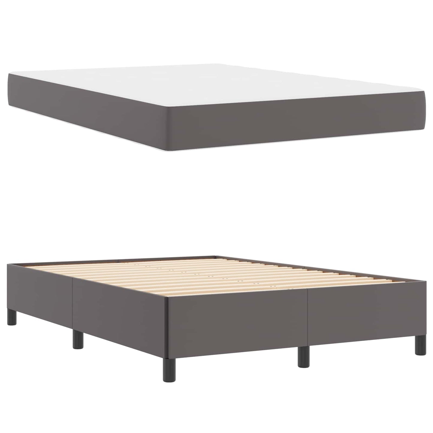 Struttura del letto con materasso Grigio 160 x 200 cm Tessuto | homemem39