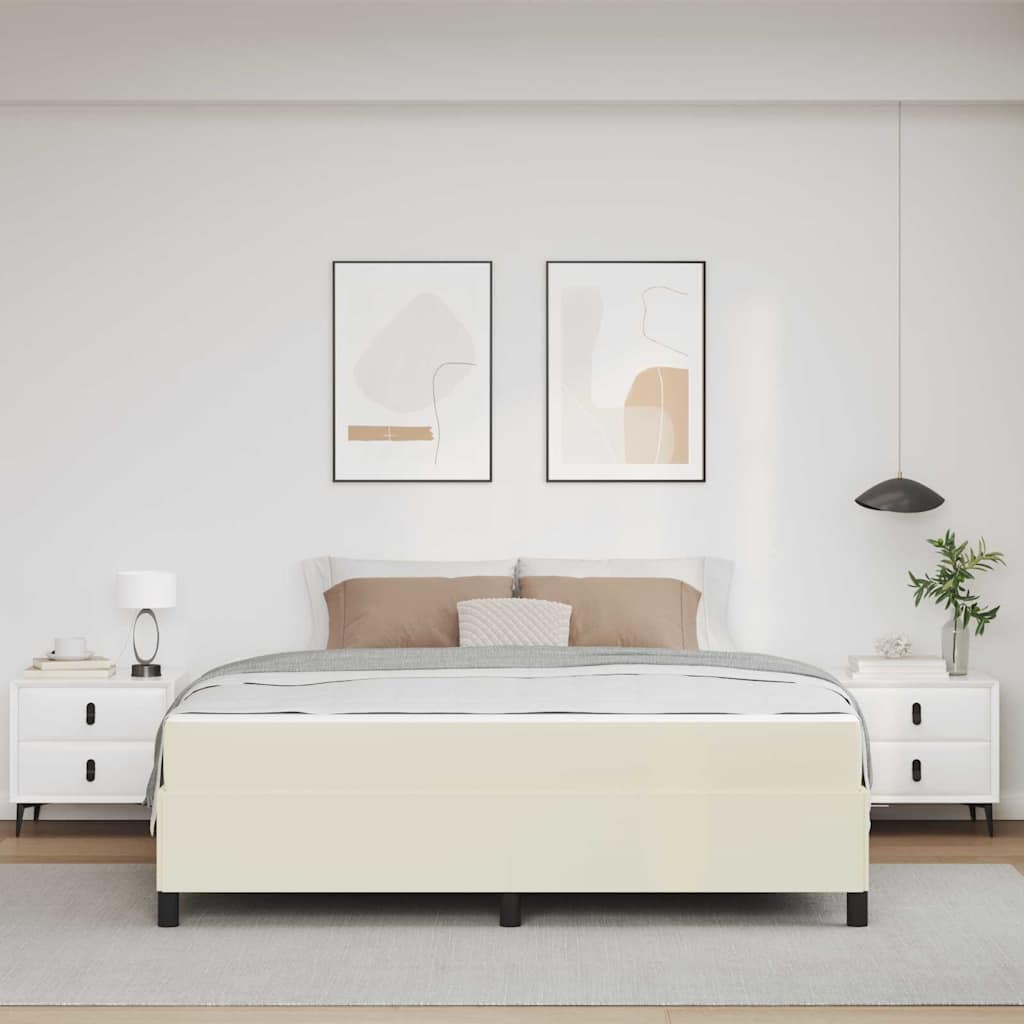 Struttura del letto con materasso Crema 180 x 200 cm Tessuto | homemem39