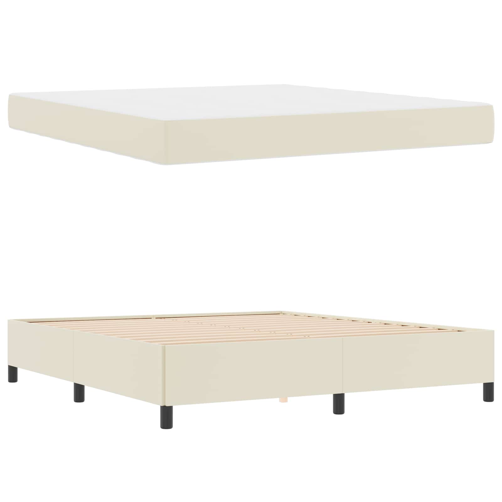 Struttura del letto con materasso Crema 180 x 200 cm Tessuto | homemem39