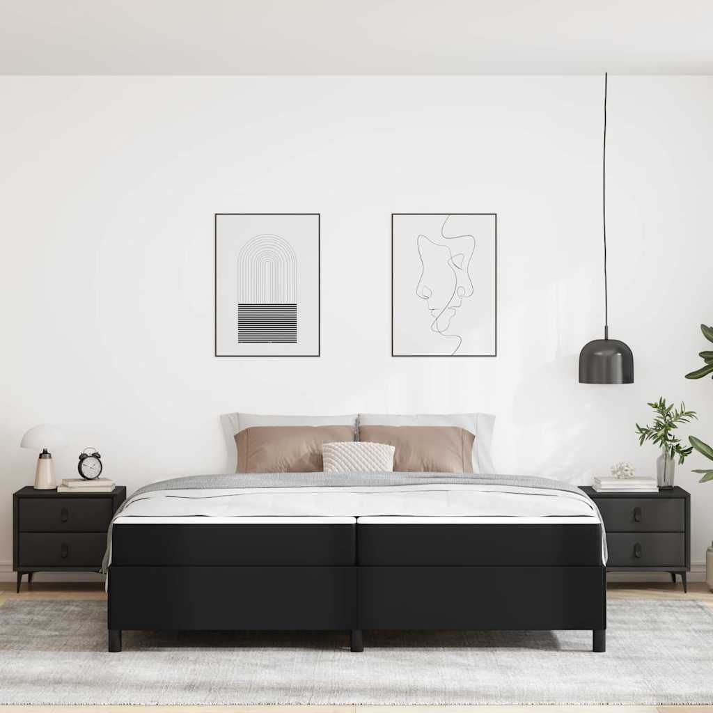 Struttura letto con materasso Nero 200 x 200 cm Pelle sintetica - homemem39