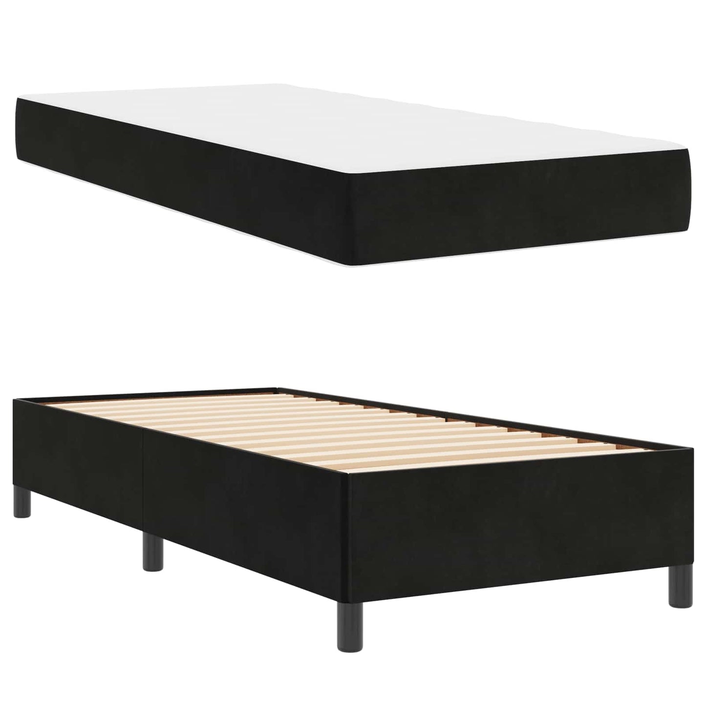 Struttura del letto con materasso Nero 80 x 200 cm Tessuto | homemem39