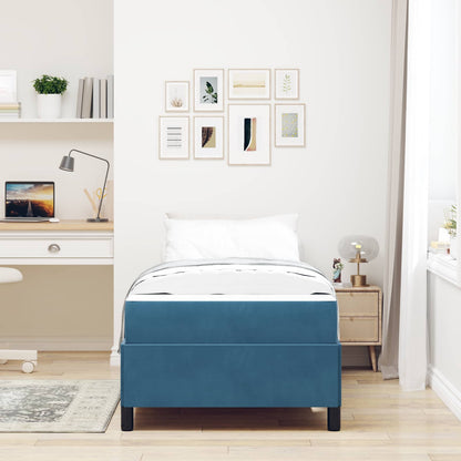 Struttura del letto con materasso Blu Scuro 80 x 200 cm Tessuto | homemem39