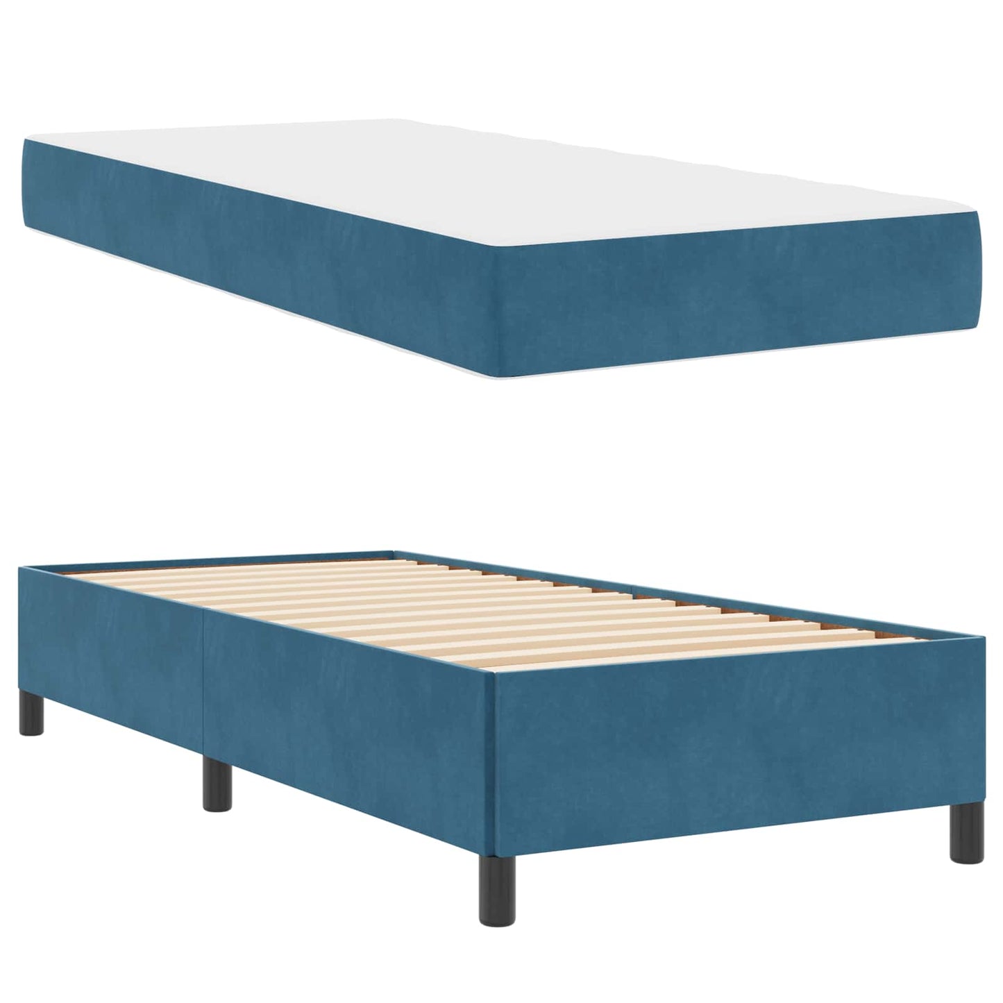 Struttura del letto con materasso Blu Scuro 90 x 190 cm Tessuto | homemem39