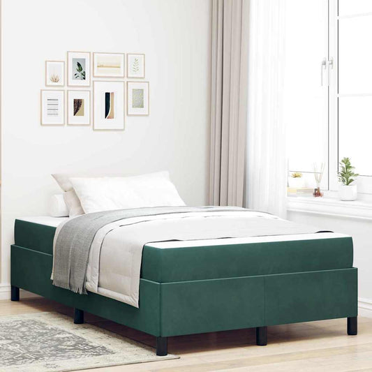 Struttura del letto Verde scuro e bianco 120 x 190 cm Velluto