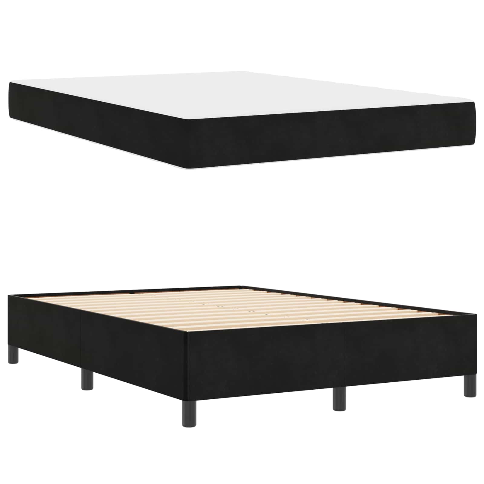 Struttura del letto con materasso Nero 140 x 190 cm Tessuto | homemem39