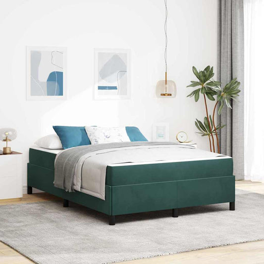 Struttura del letto Verde scuro e bianco 140 x 200 cm Velluto