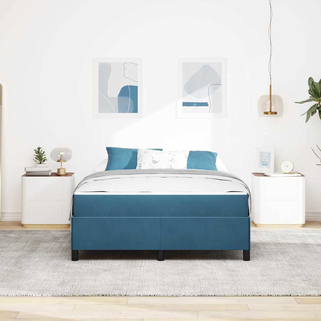 Struttura del letto Blu scuro e bianco 140 x 200 cm Velluto