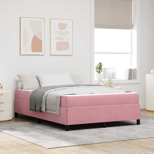 Struttura del letto Rosa e bianco 140 x 200 cm Velluto