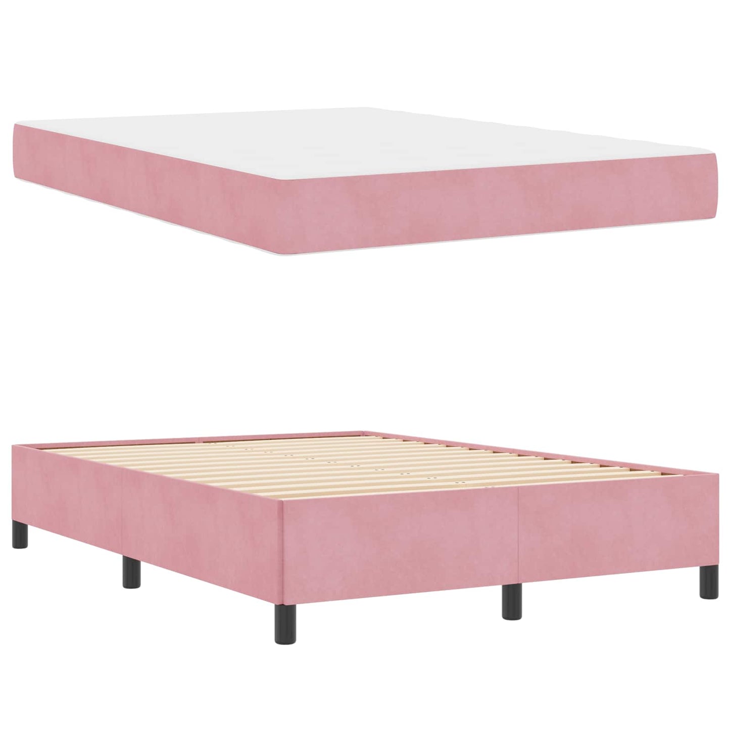 Struttura del letto con materasso Rosa 140 x 200 cm Tessuto | homemem39