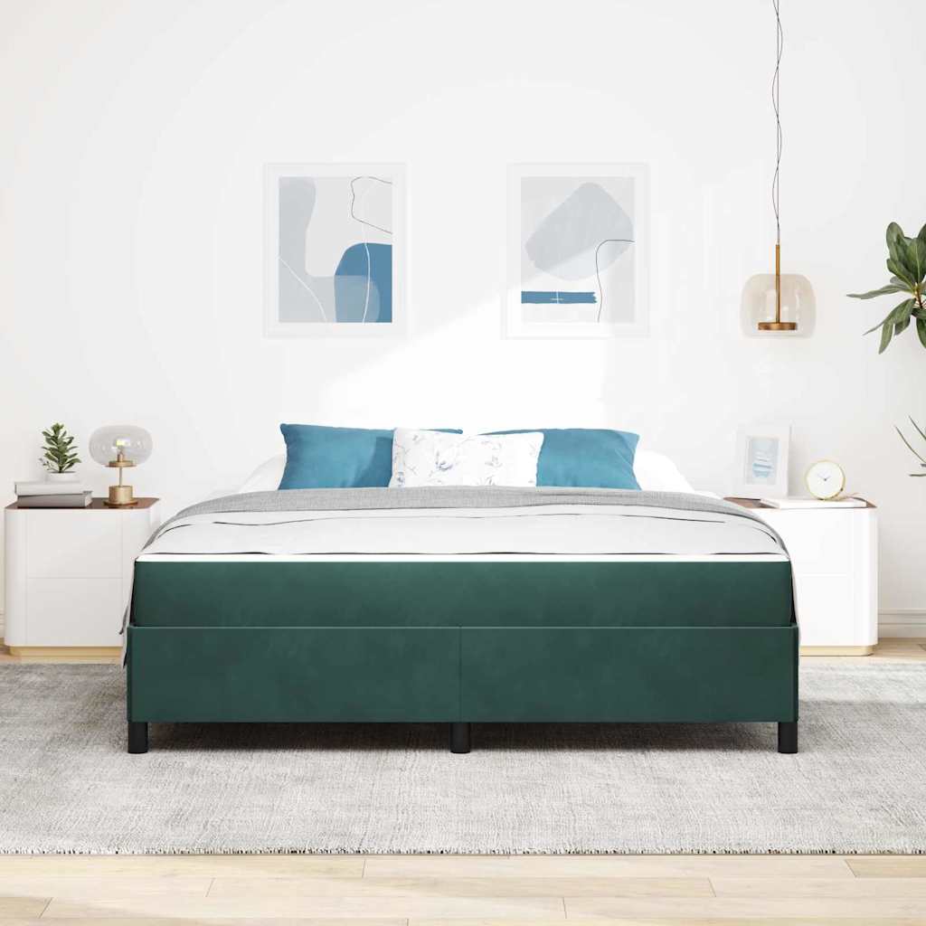 Struttura del letto Verde scuro e bianco 180 x 200 cm Velluto