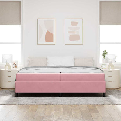 Struttura del letto con materasso Rosa 200 x 200 cm Tessuto