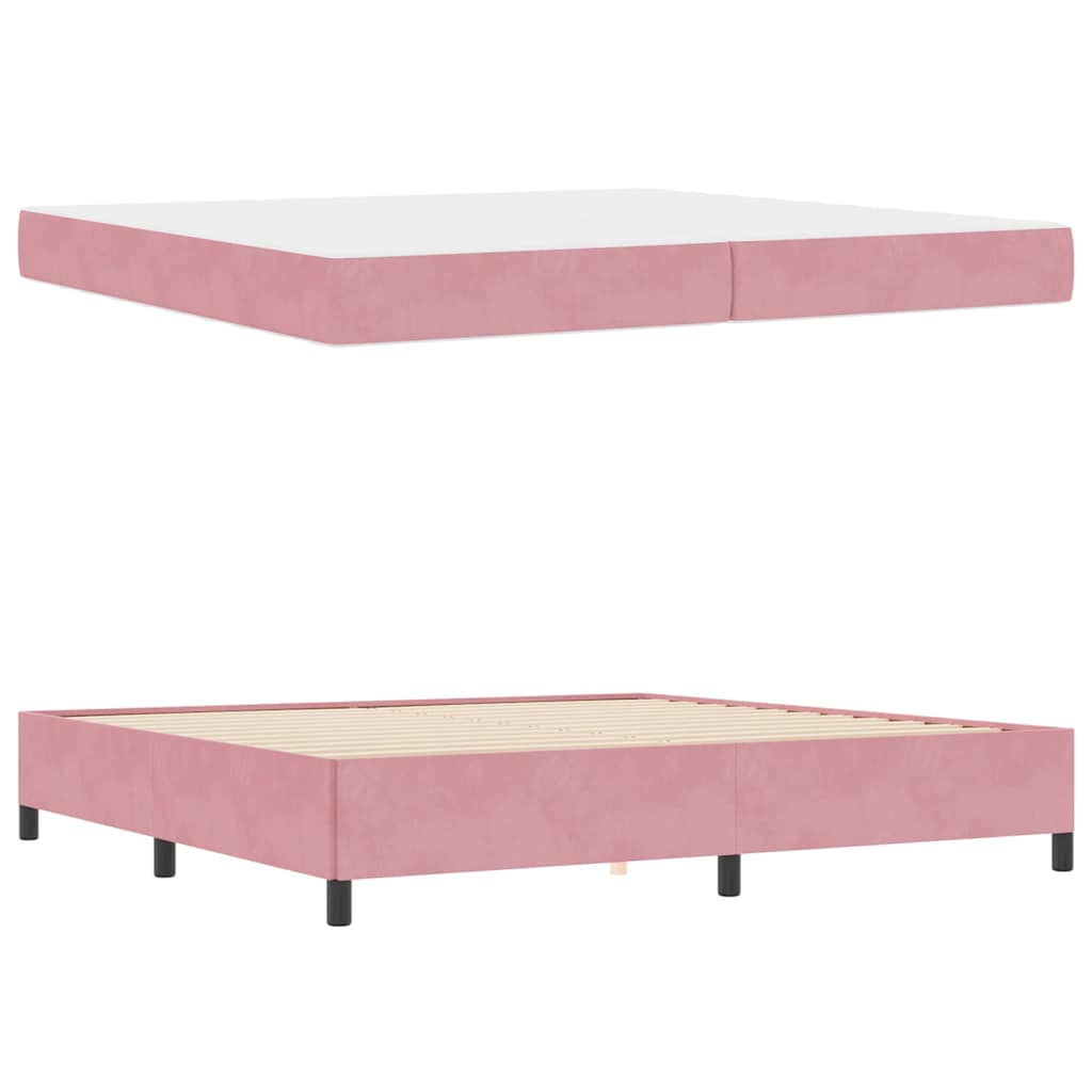 Struttura del letto Rosa e bianco 200 x 200 cm Velluto - homemem39