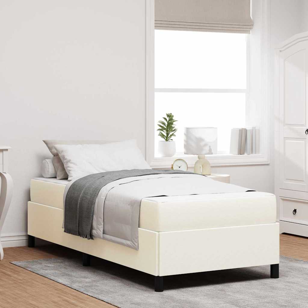 Struttura del letto con materasso Crema 90 x 200 cm Tessuto | homemem39