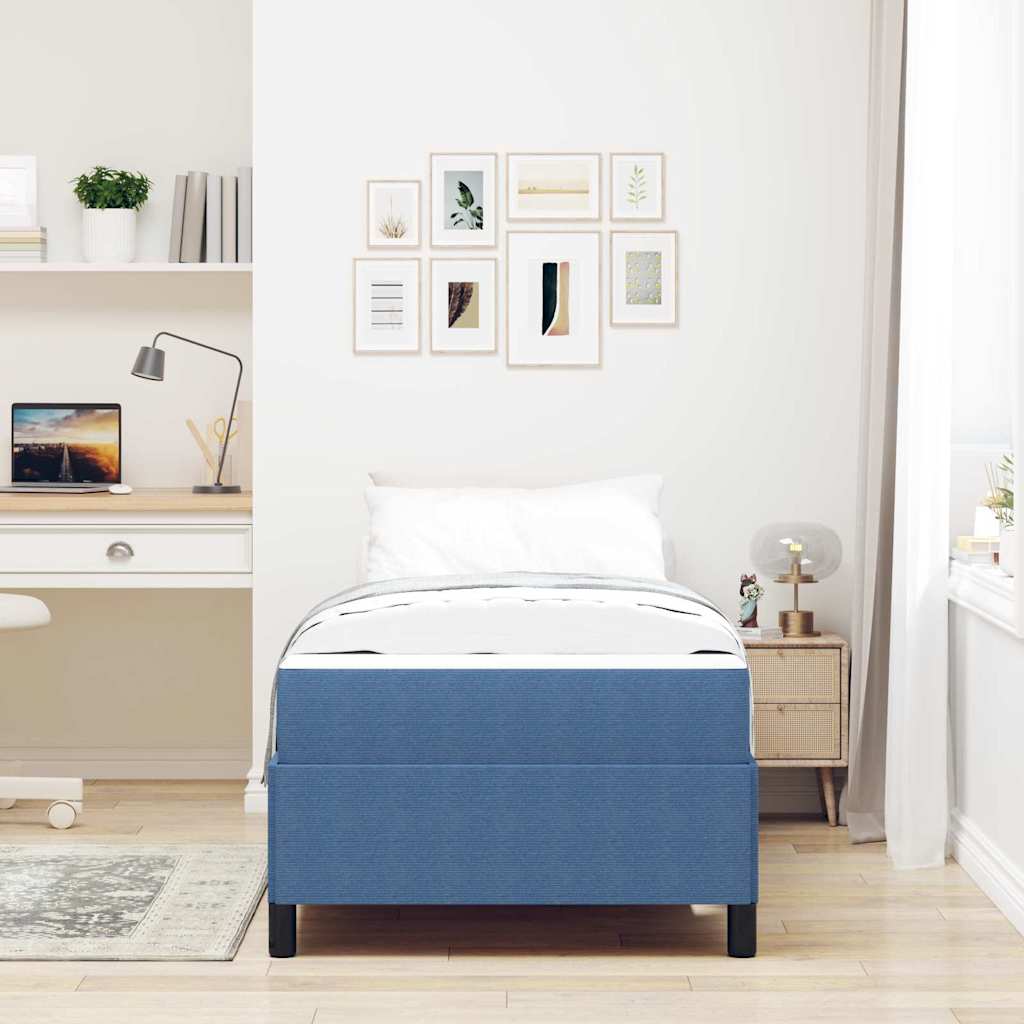 Struttura del letto con materasso Blu 100 x 200 cm Tessuto | homemem39