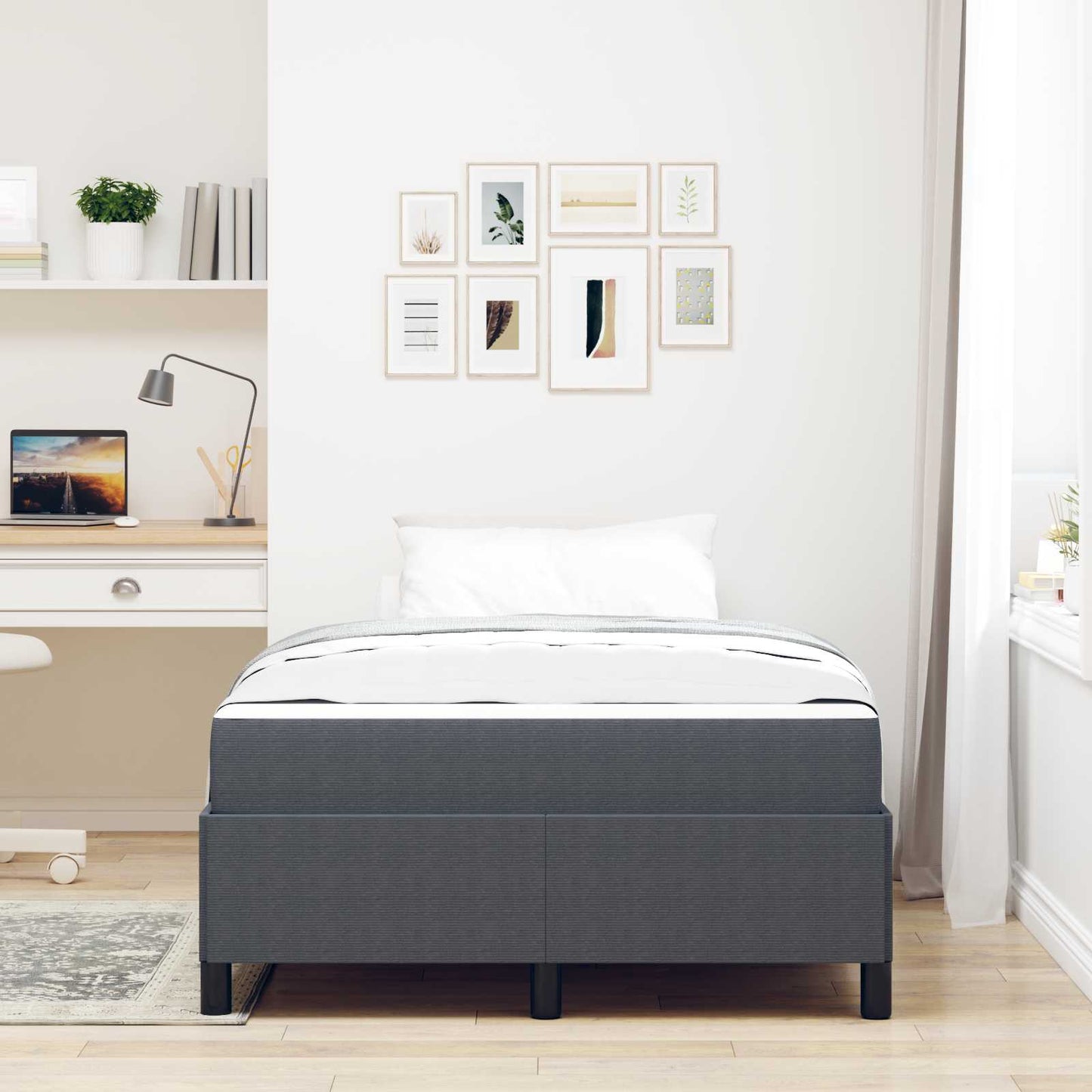 Struttura del letto Grigio scuro 120 x 200 cm Tessuto | homemem39