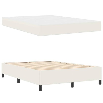 Struttura del letto con materasso Crema 140 x 190 cm Tessuto | homemem39