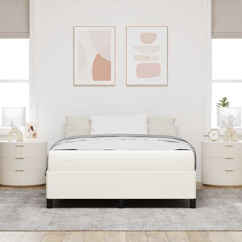 Struttura del letto con materasso Crema 160 x 200 cm Tessuto | homemem39
