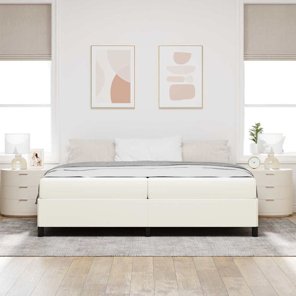 Struttura del letto con materasso Crema 200 x 200 cm Tessuto | homemem39