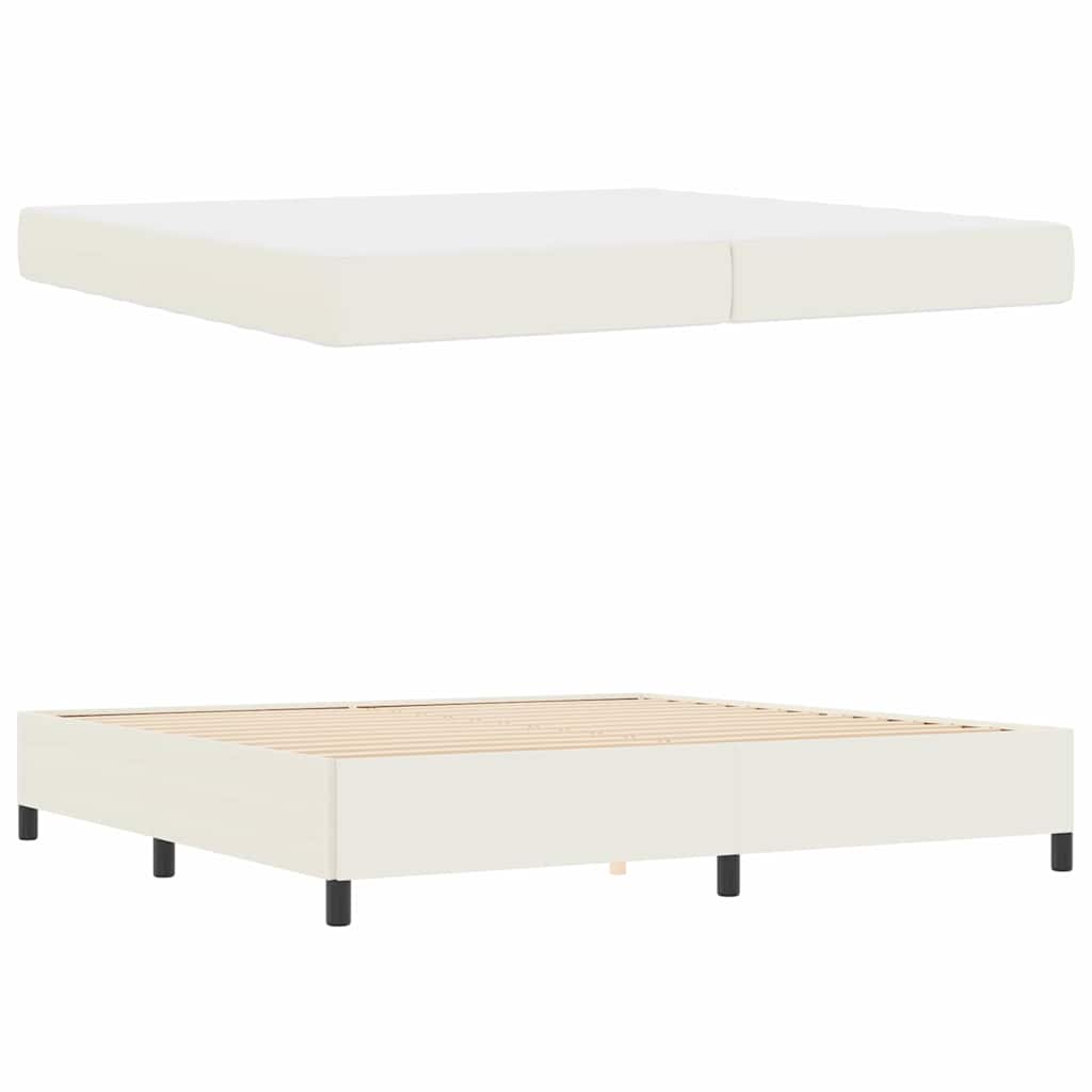 Struttura del letto con materasso Crema 200 x 200 cm Tessuto | homemem39