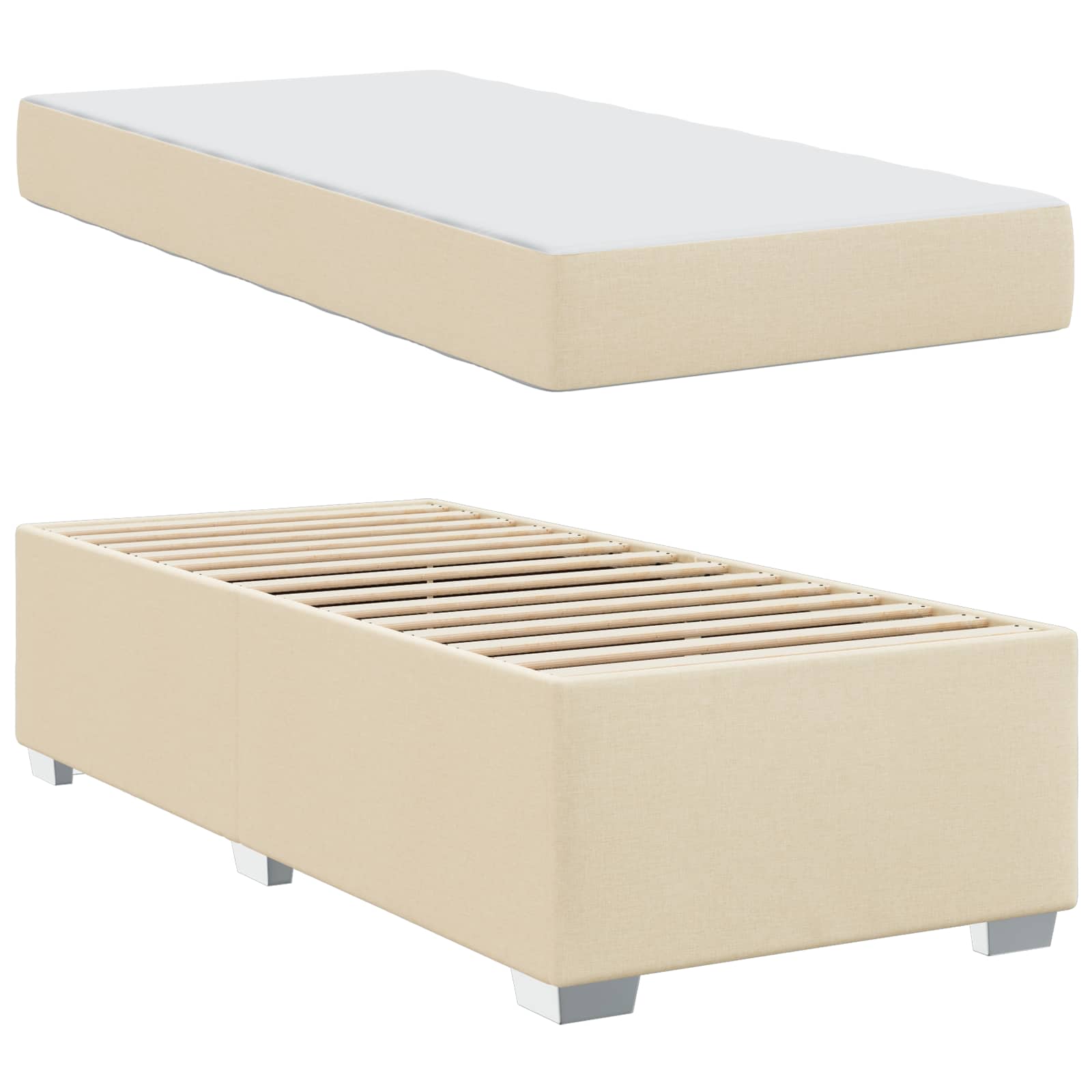 Struttura del letto con materasso Crema 90 x 190 cm Tessuto | homemem39