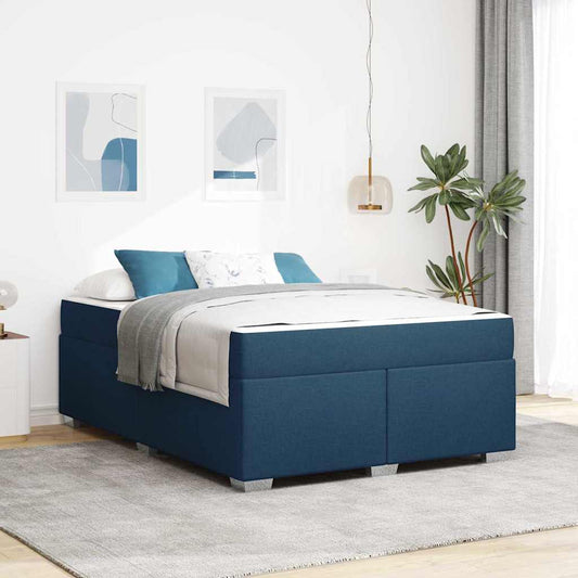 Struttura del letto con materasso Blu 140 x 200 cm Tessuto | homemem39