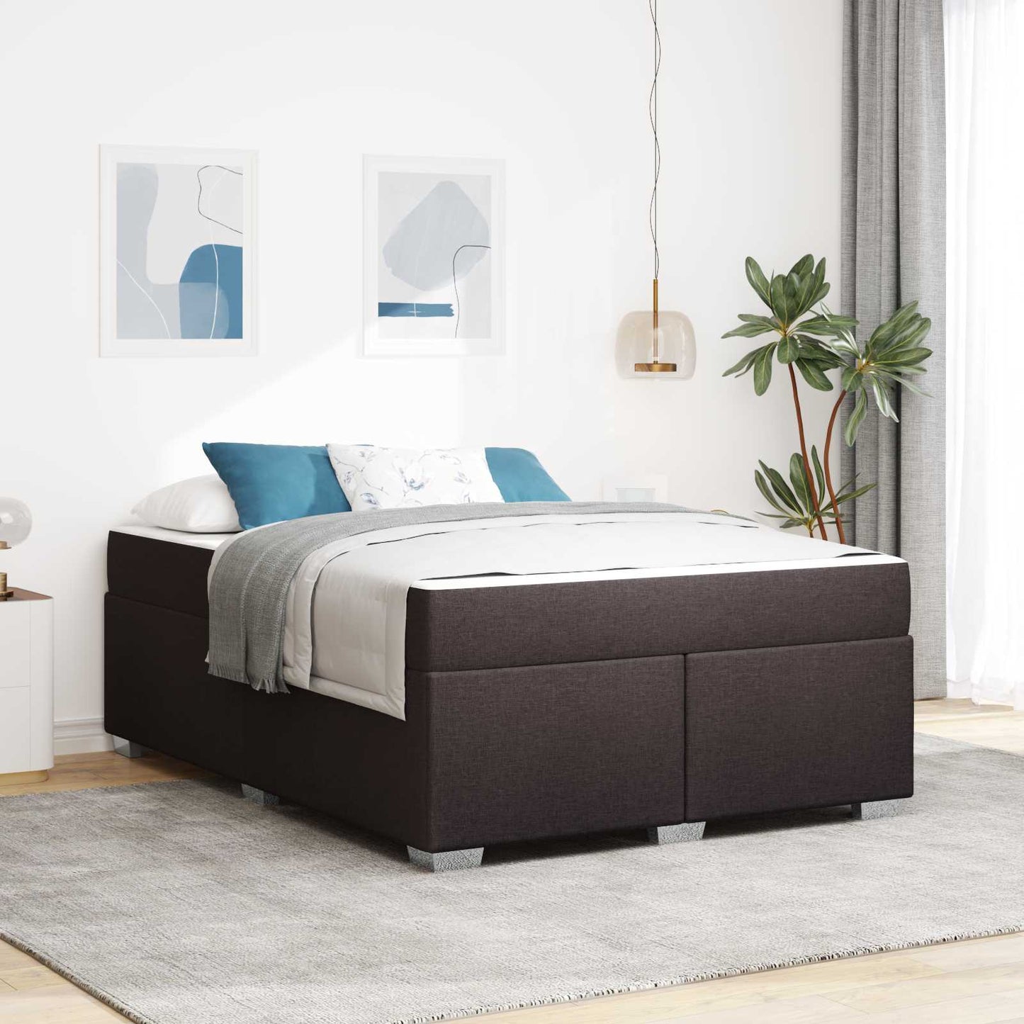 Struttura del letto Marrone Scuro 160 x 200 cm Tessuto | homemem39