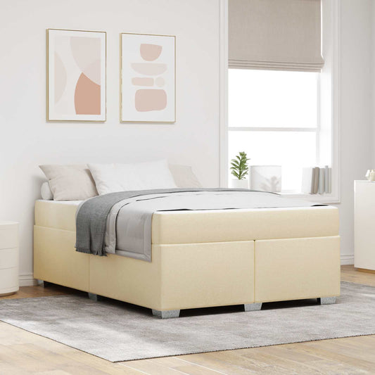 Struttura del letto con materasso Crema 160 x 200 cm Tessuto | homemem39