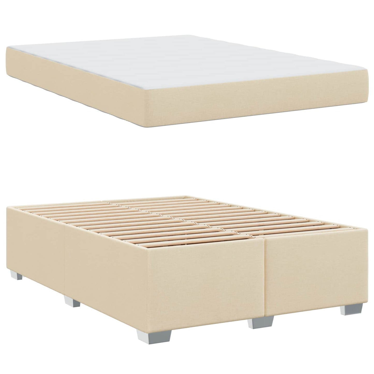 Struttura del letto con materasso Crema 160 x 200 cm Tessuto | homemem39