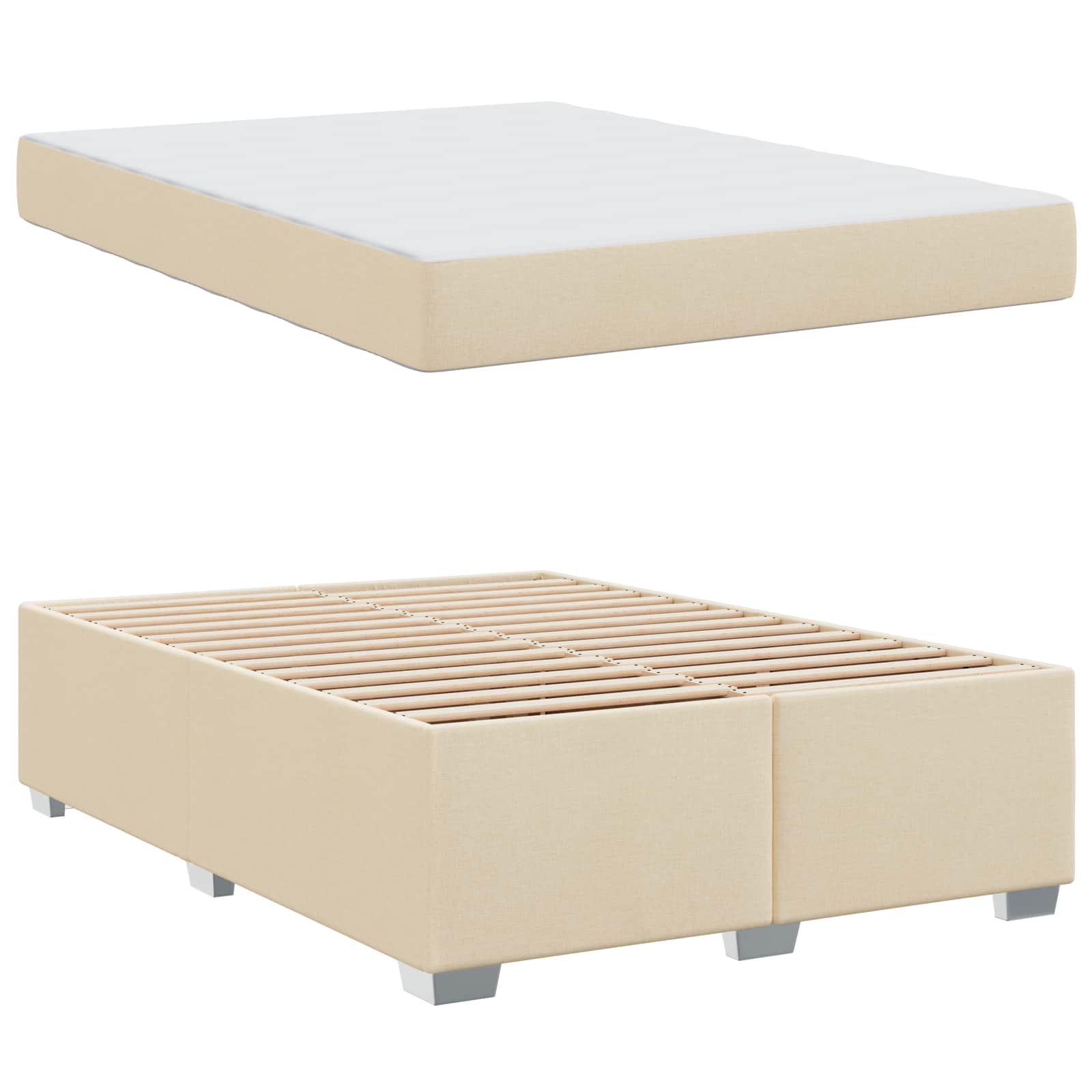 Struttura del letto con materasso Crema 160 x 200 cm Tessuto | homemem39