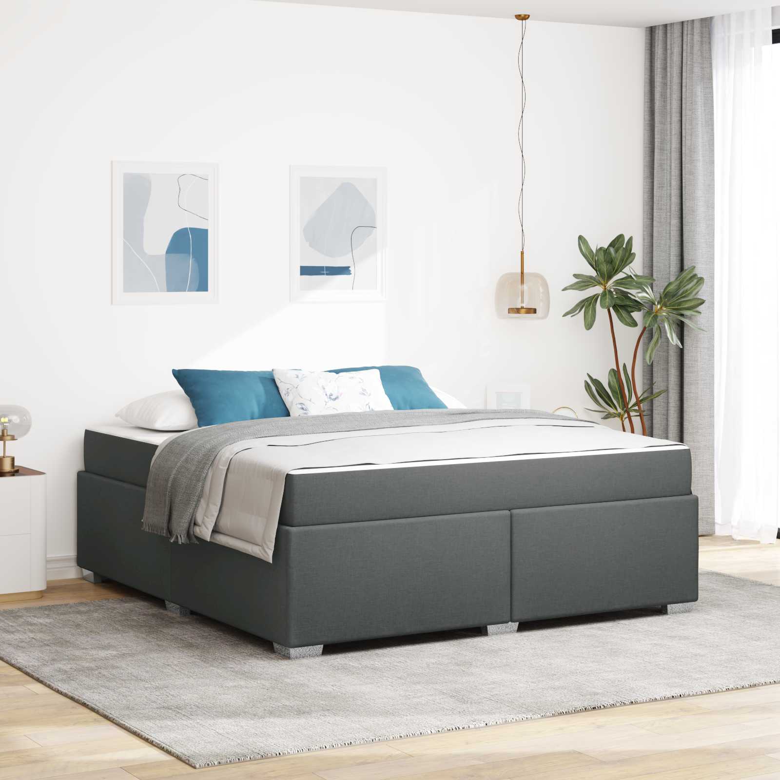 Struttura del letto Grigio scuro 180 x 200 cm Tessuto | homemem39