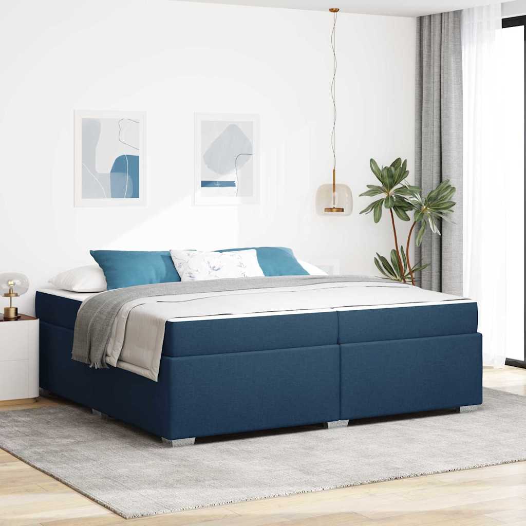 Struttura del letto con materasso Blu 200 x 200 cm Tessuto | homemem39
