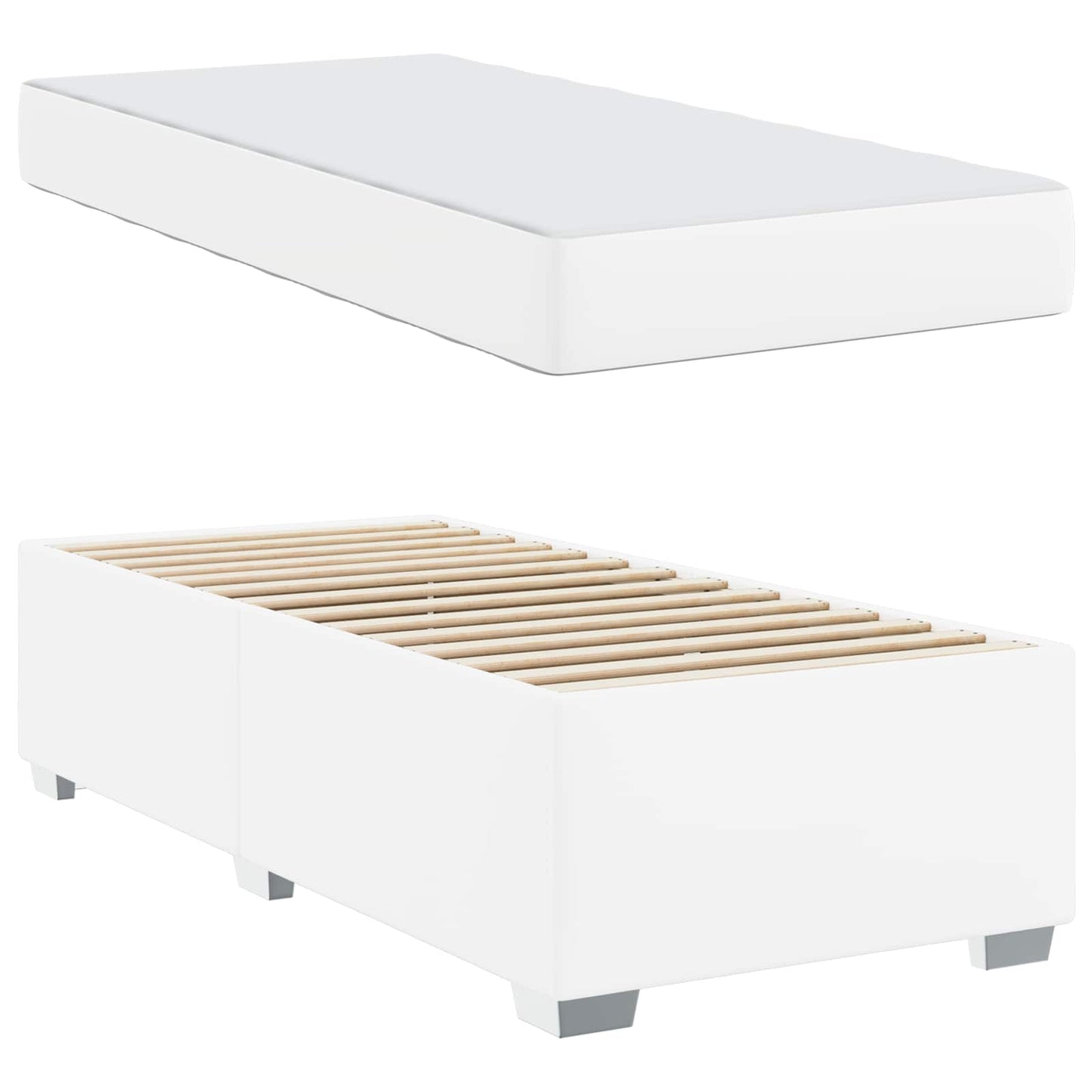 Struttura del letto con materasso Bianco 100 x 200 cm Tessuto | homemem39