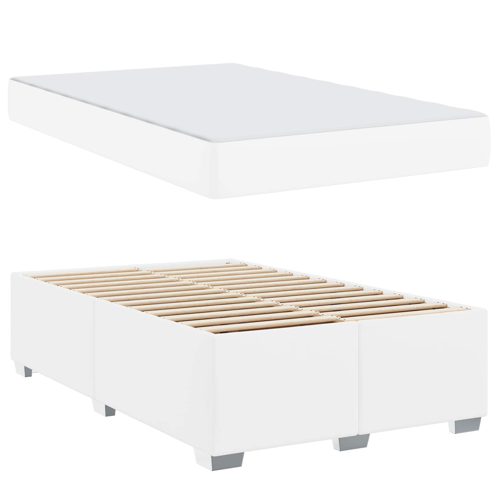 Struttura del letto con materasso Bianco 120 x 190 cm Tessuto | homemem39