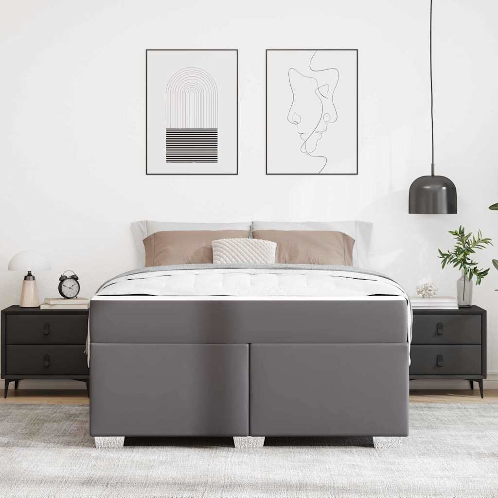 Struttura del letto Grigio 160 x 200 cm Pelle sintetica - homemem39