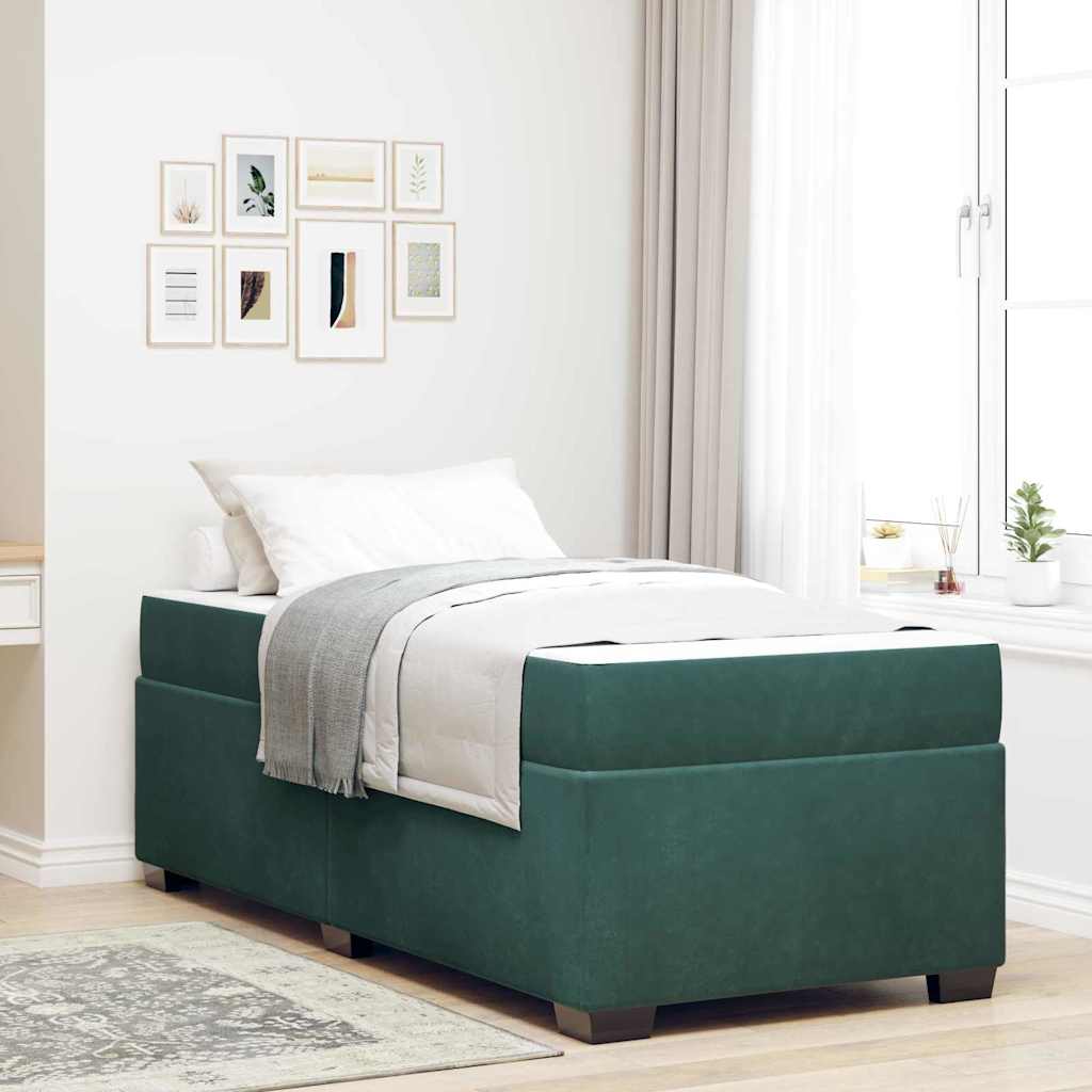 Struttura letto con materasso Verde scuro 80 x 200 cm Velluto