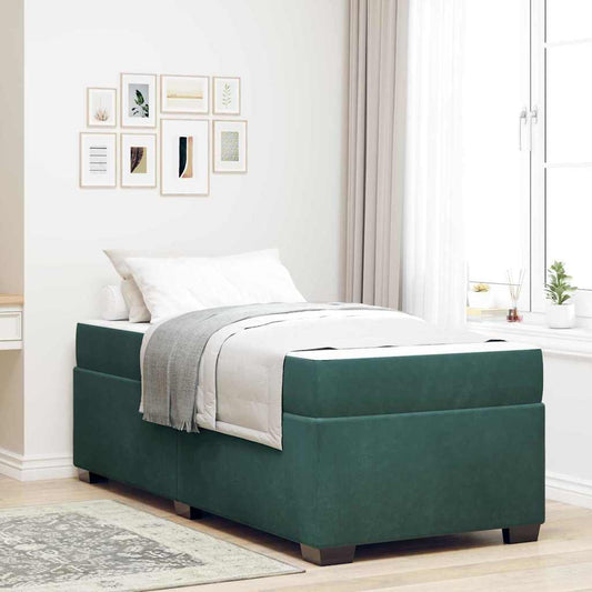 Struttura letto con materasso Verde scuro 80 x 200 cm Velluto